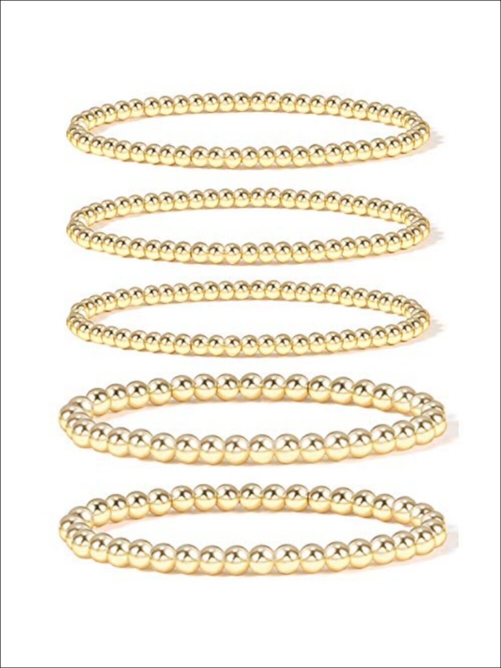Gold Plated Bead Bracelet Set Stretch Stackable Bohemian Jewelry for Women